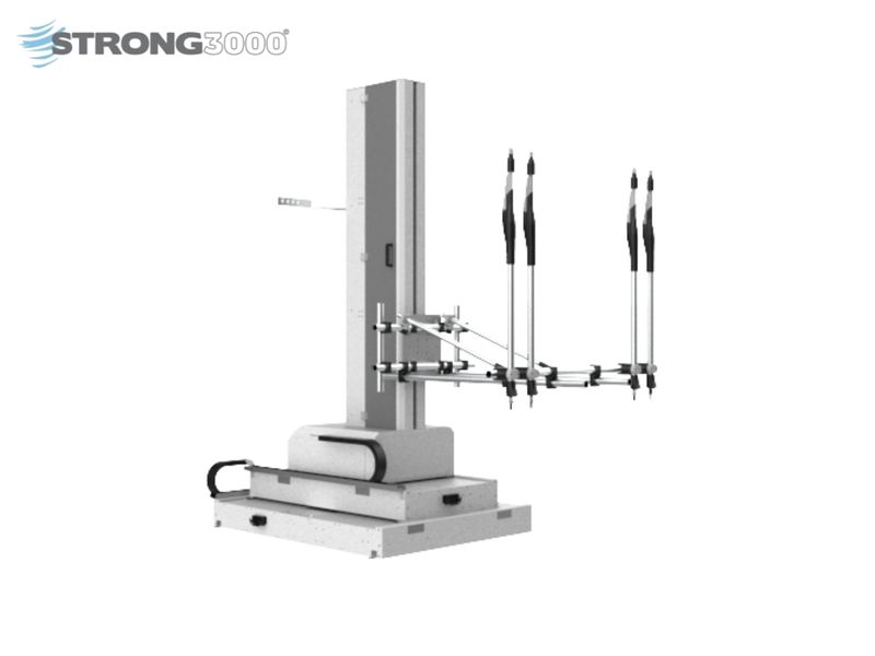 Powder coating gun fixed to a reciprocating robot for automated powder application